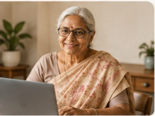 Senior woman learning digital skills