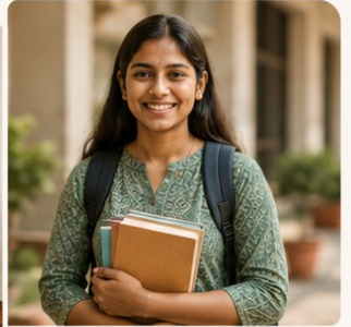Student carrying books on campus