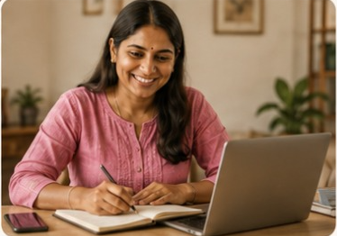Woman planning her business on a laptop